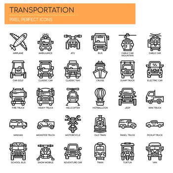 Transportation , Thin Line and Pixel Perfect Icons vector