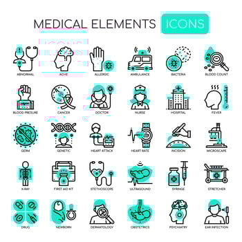 Medical Elements , Thin Line and Pixel Perfect Icons vector