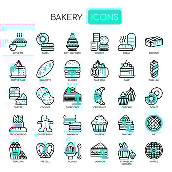 Bakery , Thin Line and Pixel Perfect Icons vector