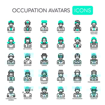 Occupation Avatars , Thin Line and Pixel Perfect Icons vector