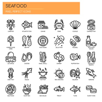 Seafood , Thin Line and Pixel Perfect Icons vector