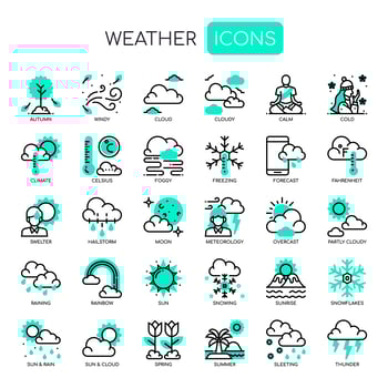 Weather Thin Line and Pixel Perfect Icons vector