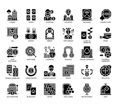 Gambling Elements , Glyph Icons vector