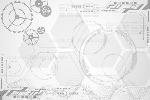 Gray and white overlapping geometric tech shapes design vector