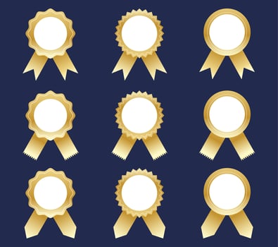 Collection of golden award ribbons vector