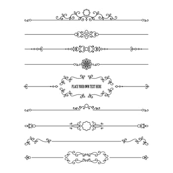 Frame and dividers set isolated on white. vector