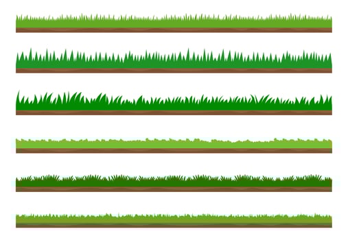 Collection of green grass border set vector