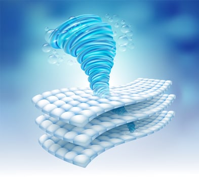 Rotating water tornado in absorbent sheets  vector