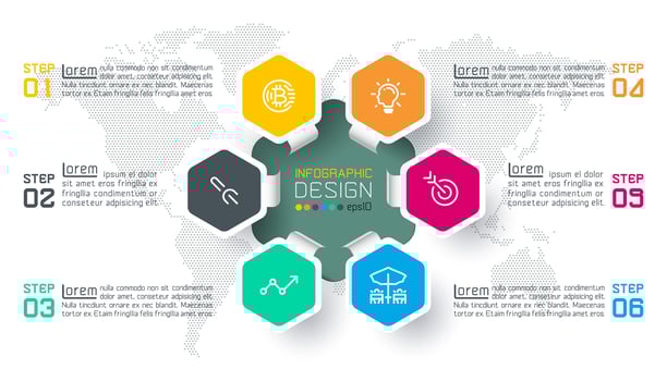 Business hexagon labels shape infographic circles bar. vector