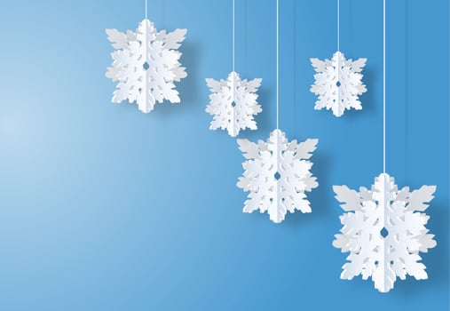 Christmas design with paper art style white snowflakes vector