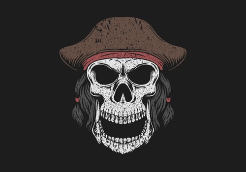skull wearing pirate hat illustration vector