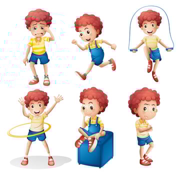 Different activities of a young man vector