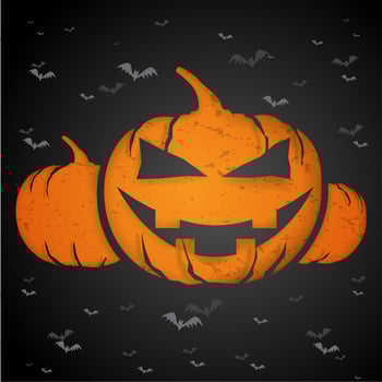 Halloween concept with paper cut into shape, pumpkin. vector