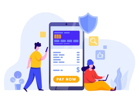 Online Payment with Mobile Phone  vector