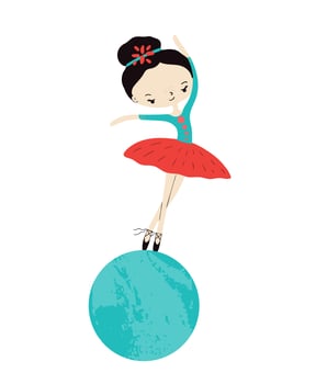 Little cute circus princess of the ballet. vector