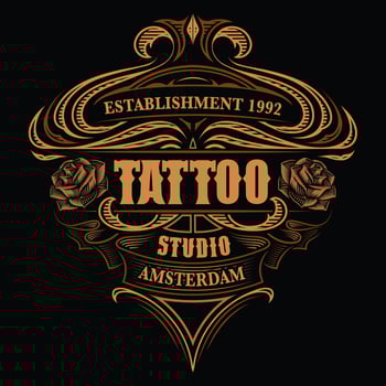 Vintage logo for the tattoo studio vector