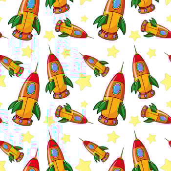 Seamless pattern tile cartoon with rockets vector