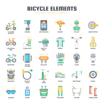 Bicycle Elements Flat Icons vector