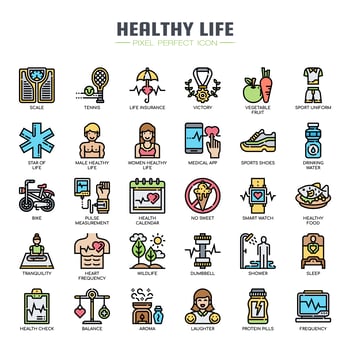 Healthy Life Thin Line Icons vector
