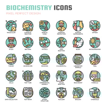 Biochemistry Thin Line Icons vector