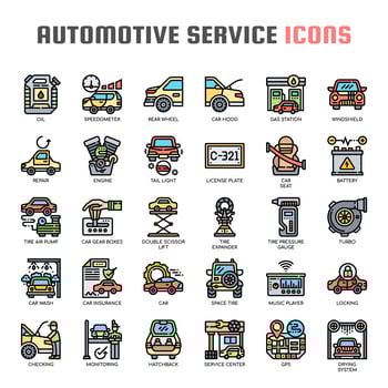 Automotive Service Thin Line Icons vector