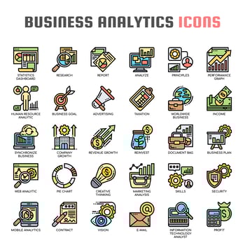 Business Analytics Thin Line and Pixel Perfect Icons vector