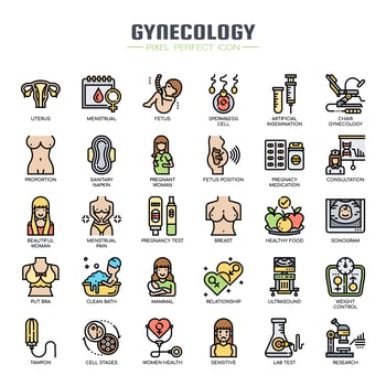 Gynecology Thin Line Icons vector