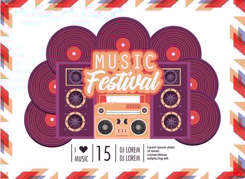 radio with speakers to music festival celebration vector
