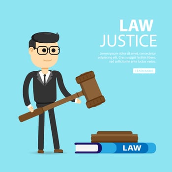 Lawyer holding gavel vector