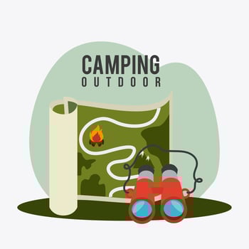 Camping, travel and vacations vector