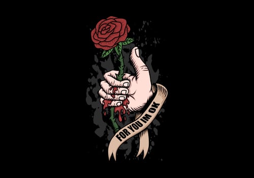 Rose blood hand illustration vector