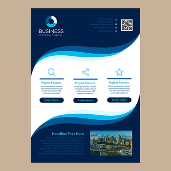 Simple Blue Wavy Design One Page Business Brochure Template vector