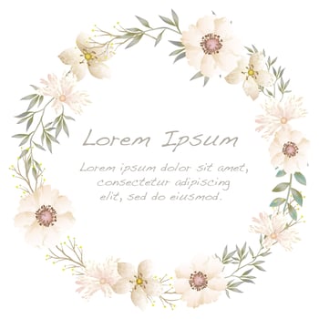 Watercolor flower frame with text space. vector