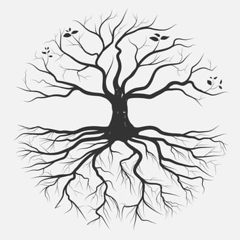 Tree Circular root hand drawing vector