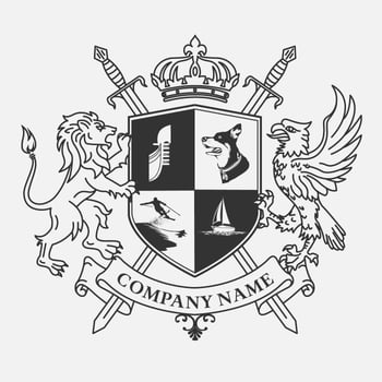 Coat of arms with lion and bird design vector