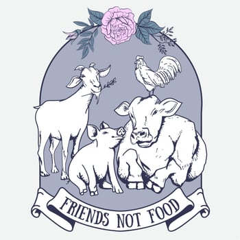 Friend not food t shirt design with animals and flower vector
