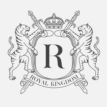 Heraldic shield family emblem crest with two tigers vector