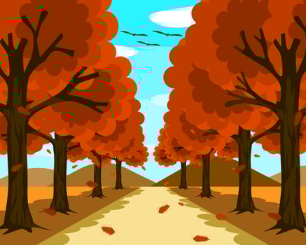 A small, beautiful road surrounded by nature  vector