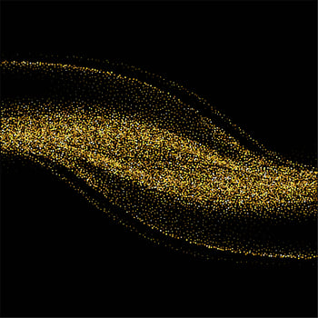 Abstract background with golden glitters stylish wave on black background vector