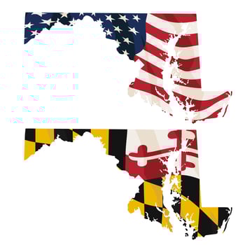Maryland with USA flag and Maryland flag embedded  vector