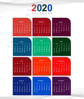 2020 new year calendar design template vector