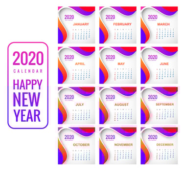 Creative new year colorful calendar 2020 background vector