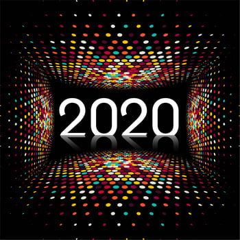 New Year creative 2020 text disco light design vector