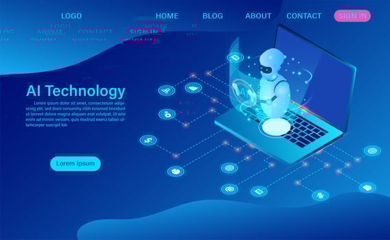 robot artificial intelligence technology in software computer vector