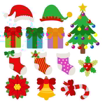 christmas element object holiday cartoon set vector