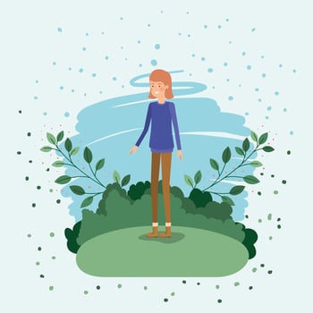 young woman in the field vector