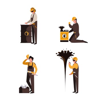 group of workers oil industry vector