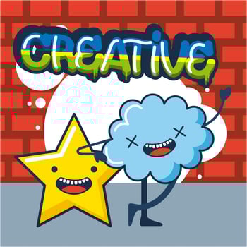 creative idea card with star and cloud vector