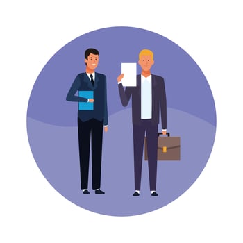business men with document, folder and briefcase vector