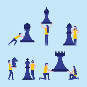business people chess set concept vector